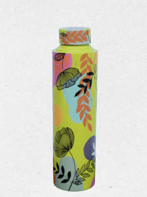 Sunny Yellow Botanical Hand-Painted Steel Bottle