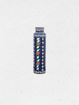 Intricate Floral Blue Hand Painted Bottle