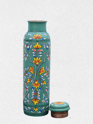Elegant Floral Green Hand Painted Bottle