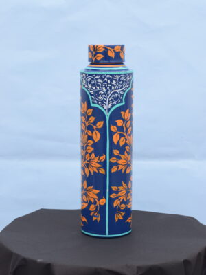 Blue Pottery Hand Painted Steel Bottle