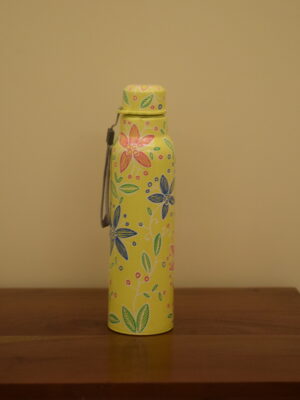 Floral Yellow Hand Painted Bottle